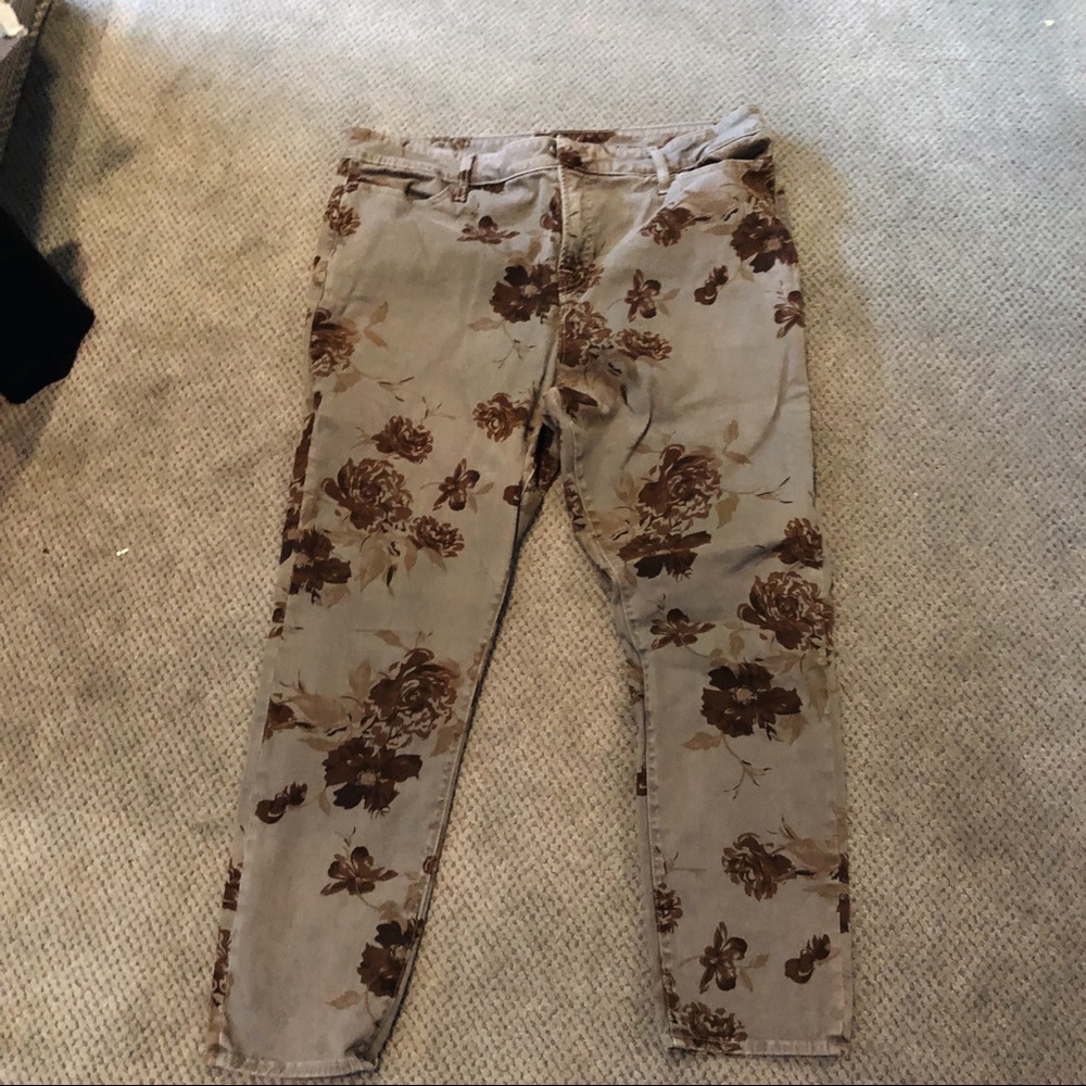 Blue Essence Floral Ankle Skinny Jeans